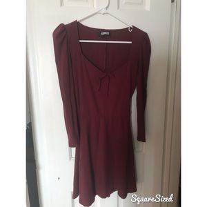 Reformation Burgundy Long Sleeved Dress